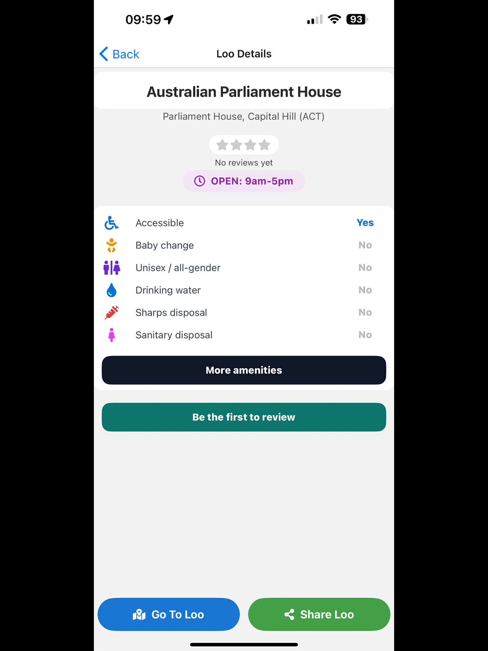 Loocation loo detail screen